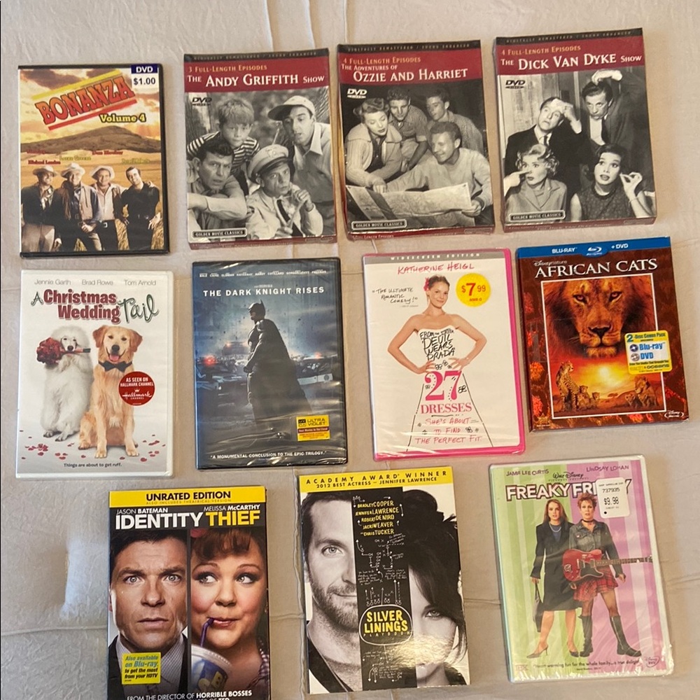 Bundle of brand new never used DVD's.  As is.  All in shrink wrapped packaging.
